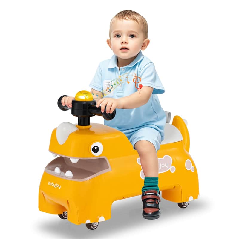Babyjoy Ride on Toy Baby Dinosaur Sliding Car with4 Universal Casters - See Details