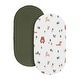 preview thumbnail 2 of 5, Sweet Jojo Designs Woodland Animals Boy, Girl, Unisex/Gender Neutral 2 Pack Baby Bassinet Fitted Sheets - Solid Green and Forest