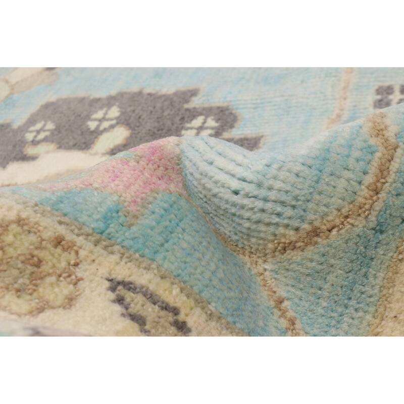 ECARPETGALLERY Hand-knotted Modern Oushak Sky Blue Wool Rug - 8'9 x 12'0