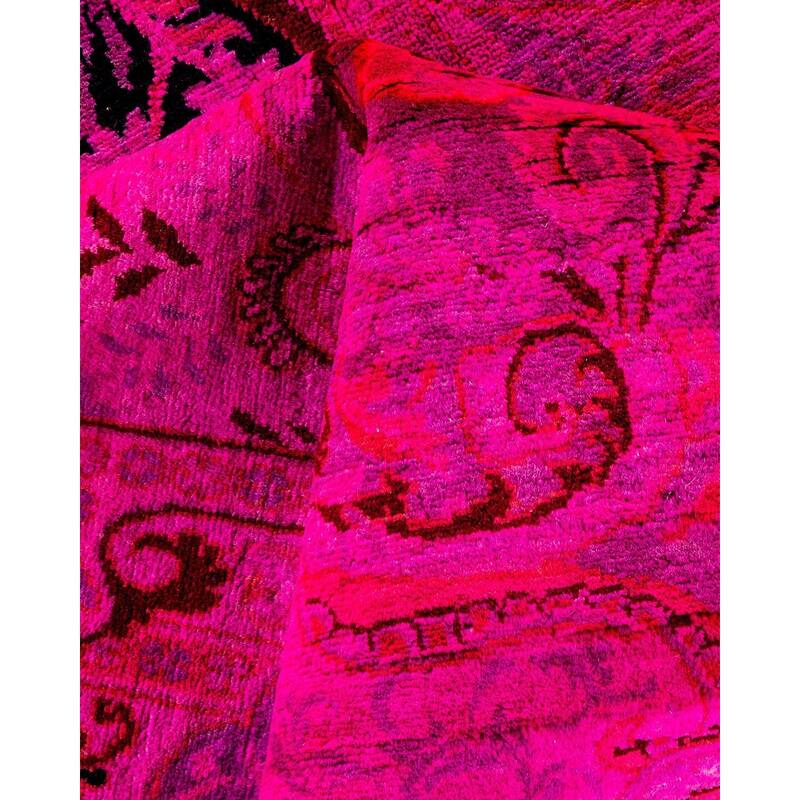 Overton Hand Knotted Wool Vintage Inspired Modern Contemporary Overdyed Pink Area Rug - 8' 0" x 11' 0"