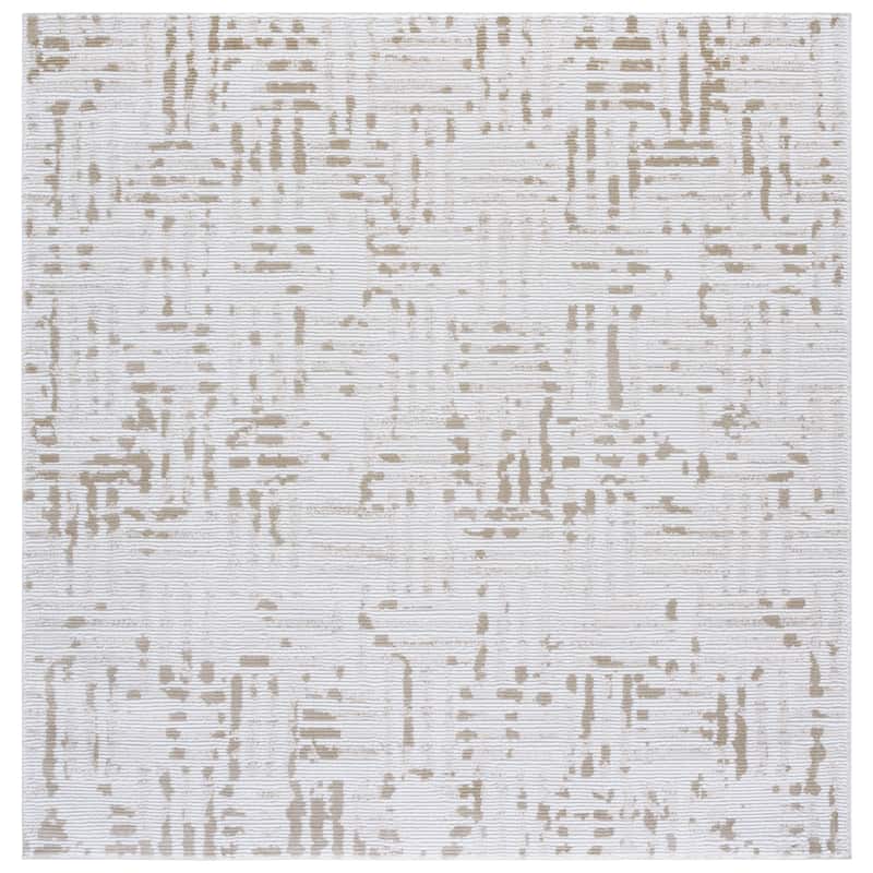 SAFAVIEH Slate Sonali Modern Rug - Ivory/Taupe - 6'7" Square