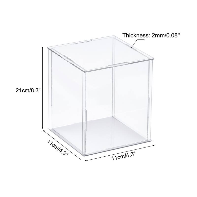 Display Case, Acrylic Box Assemble Dustproof Showcase for Collectibles - Clear - 3.9x3.9x7.9inch
