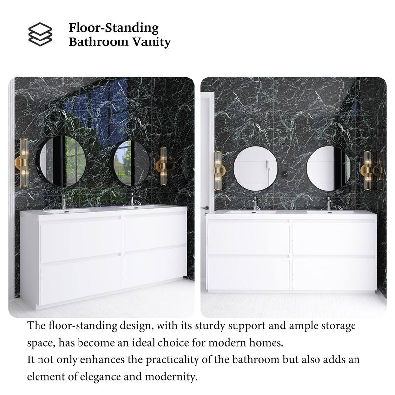 Freestanding Bathroom Vanity with Integrated Resin Top