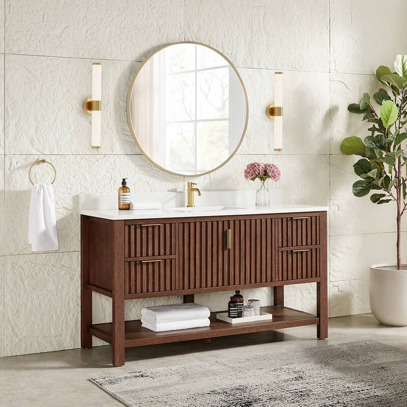 Tehran Bath Vanity with Composite Stone Top without Mirror