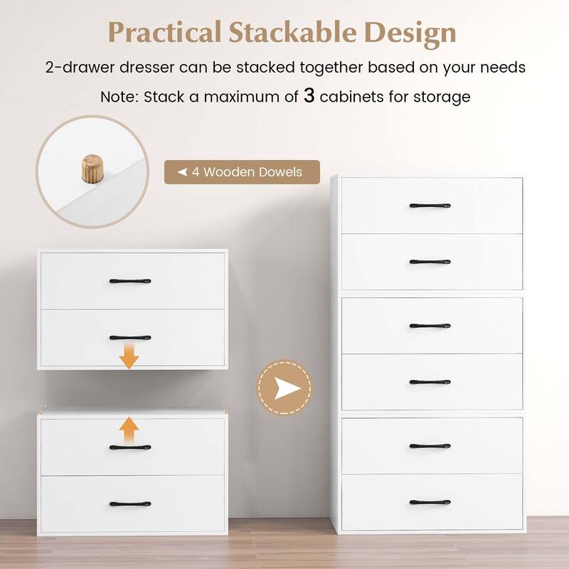 Costway 2-Drawer Stackable Organizer Horizontal Storage Cabinet
