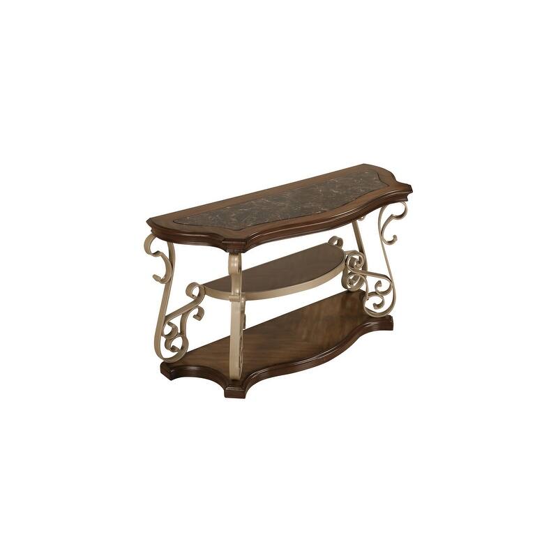Rustic Brown Marble Paper Top Coffee Table End Sofa Cocktail Table for Living Room