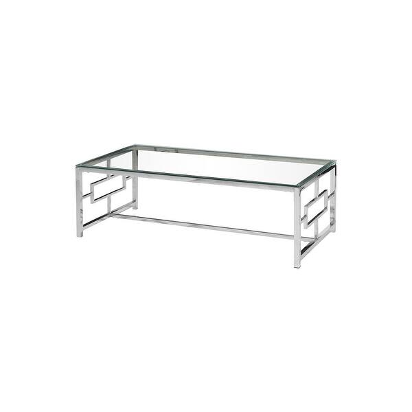 HomeStock 16 in.H Gold Stainless Steel Coffee Table - Living Room Glass ...