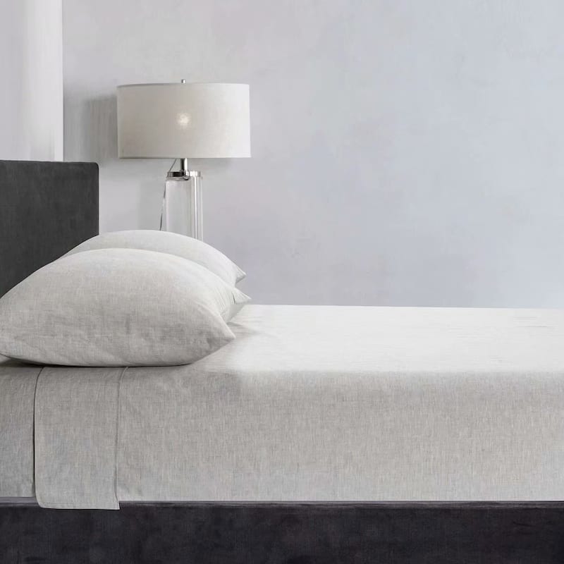 WHOLINENS Stone Washed French Linen Sheets Set 16 Inches Pocket - Queen - Natural