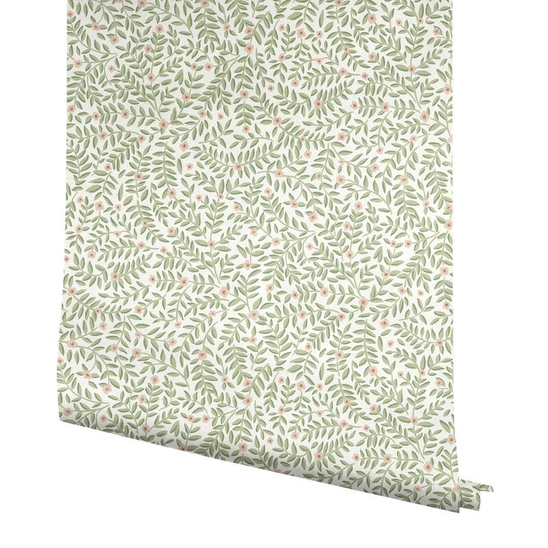 Rifle Paper Co. Elodie Cream Petite Floral Premium Peel + Stick Wallpaper