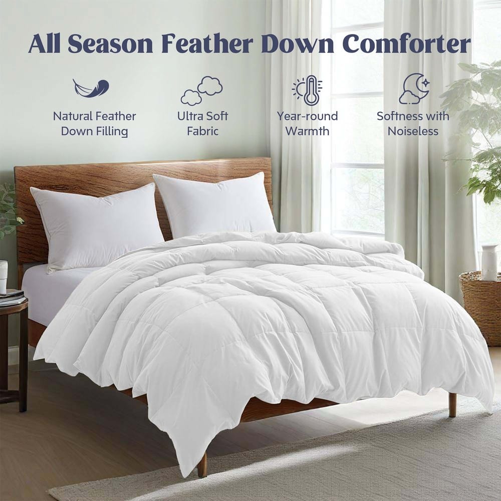 White Goose Feather Down Comforter Duvet Insert Ultra Soft Cover