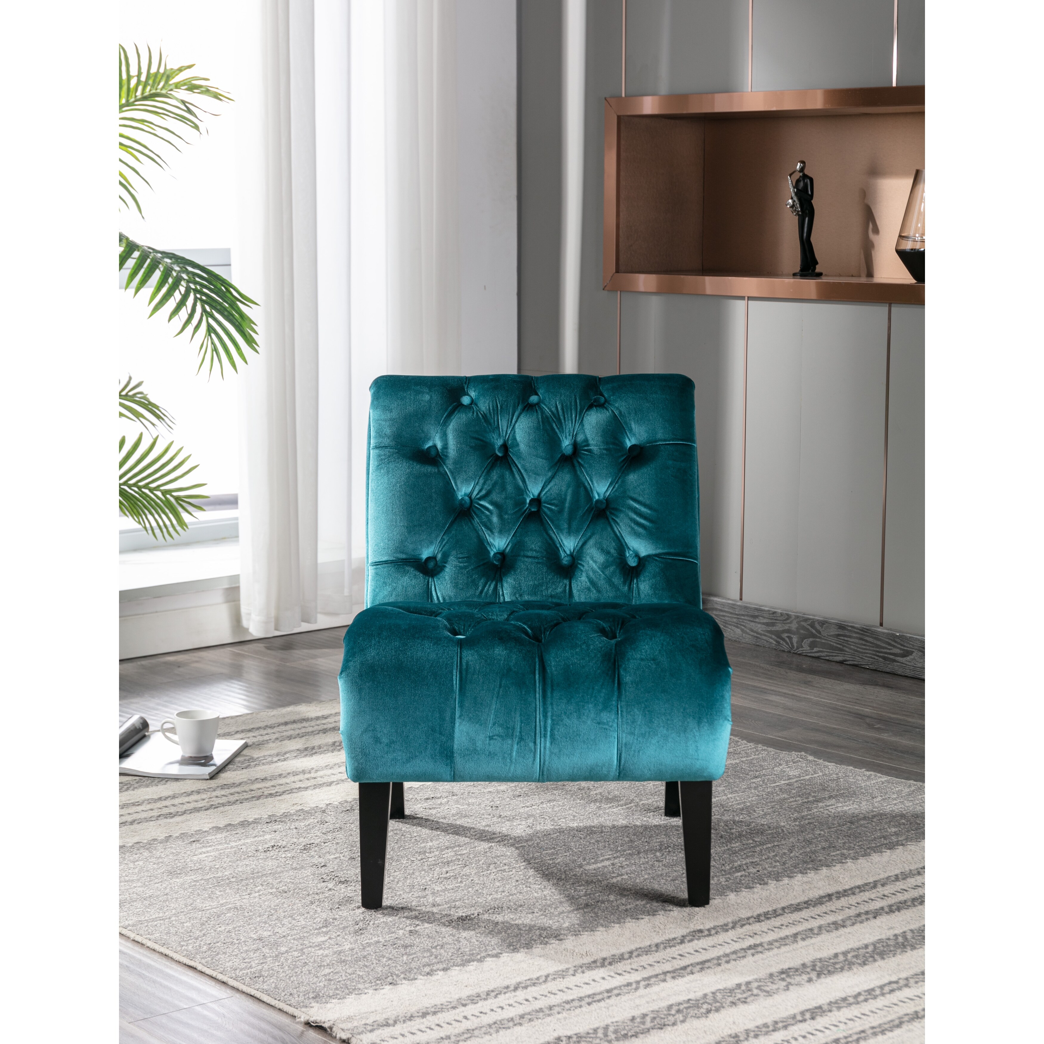 Teal velvet armchair outlet