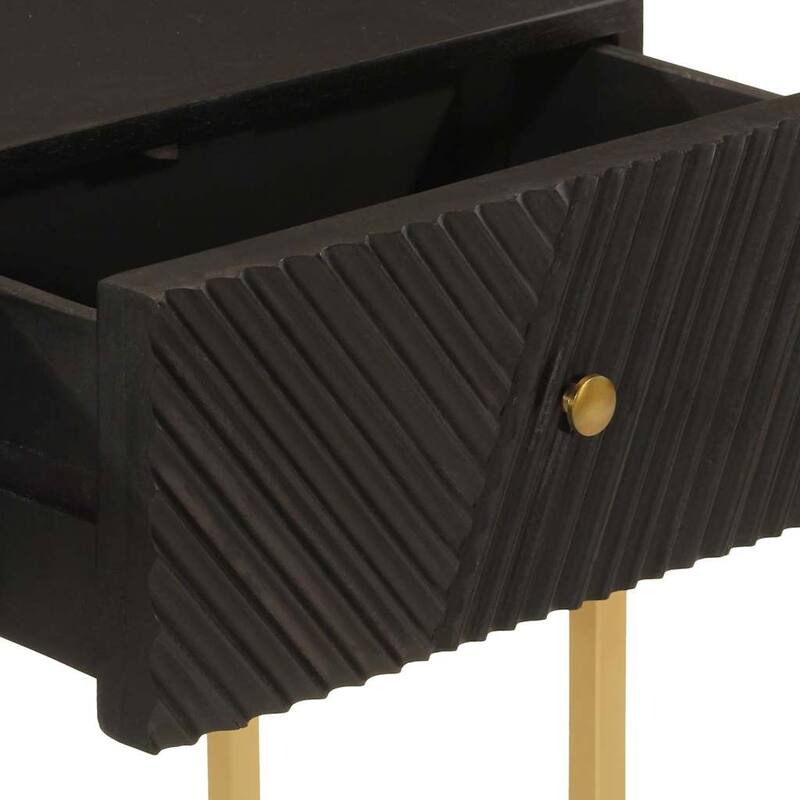 vidaXL Console Table Black Solid mango wood and iron Console Table - 11.8 x 35.4 x 29.9 in