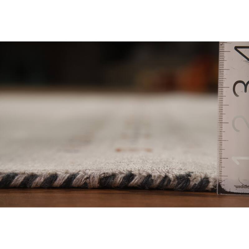 Modern Gabbeh Oriental Area Rug Handmade Beige Wool Carpet - 5'9" x 7'9"