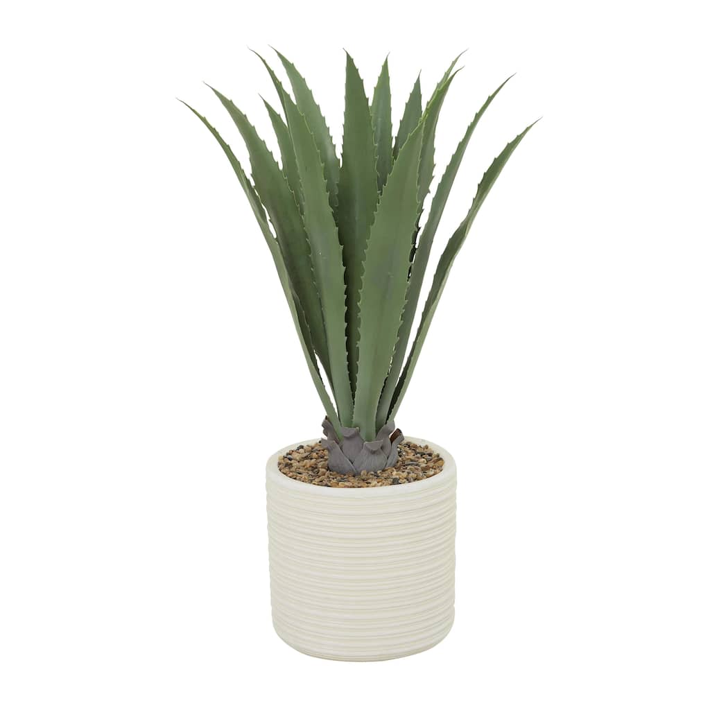 Faux Foliage Agave Artificial Plant with Realistic Leaves and Beige Ceramic Pot - Green - Roche River Decor - 26"W x 26"L x 41"H