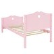 preview thumbnail 19 of 22, Twin Size Platform Bed with Heart-shaped Decoration Headboard and Footboard, Slat Bed Frame with Wood Slat Support