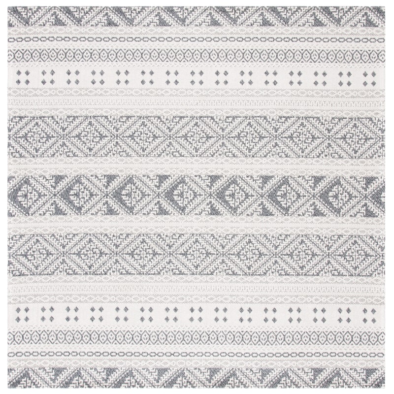 SAFAVIEH Augustine Tutku Contemporary Cotton Rug - 6'4" Square - Anthracite/Cream