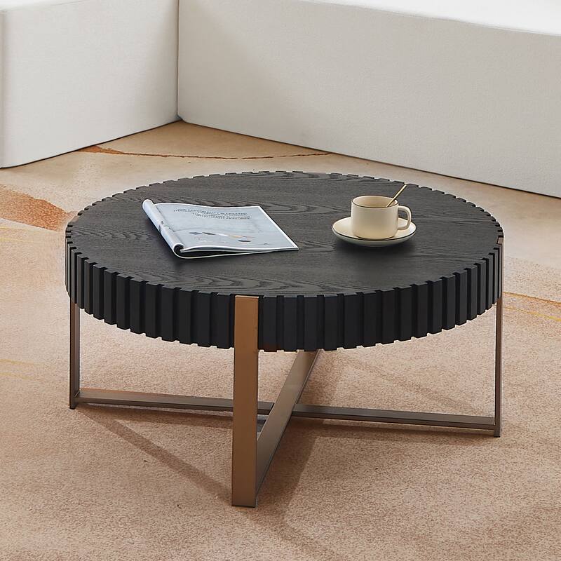 Modern Handcraft Drum Coffee Table 31.5 Inch Round Coffee Table