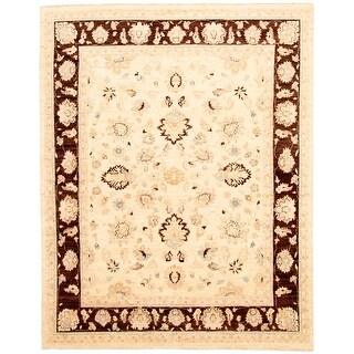 Hand-knotted Peshawar Oushak Ivory Wool Rug - Bed Bath & Beyond - 31416488