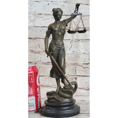 Bronze Blind Lady Of Justice Scales Law Lawyer Attorney Office Statue Sculpture