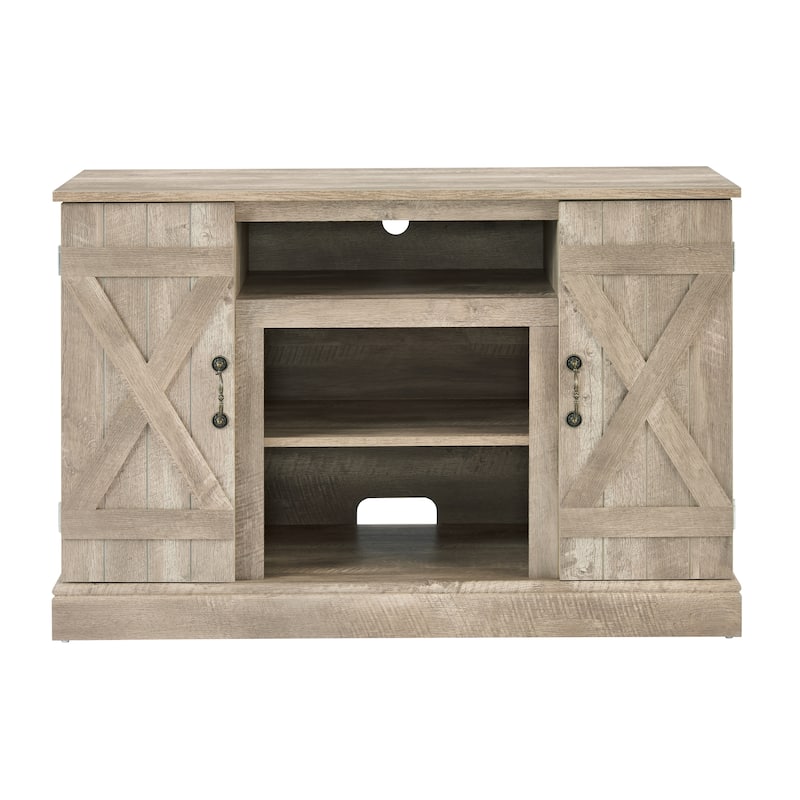 Farmhouse Classic Media TV Stand Antique Entertainment Console - Light Grey