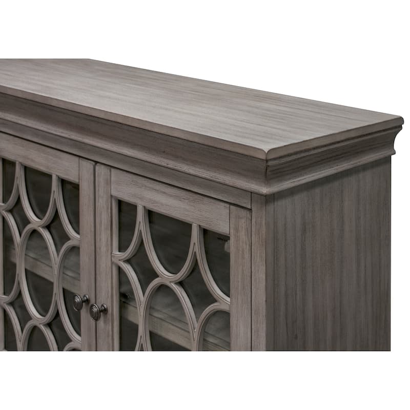 Rustic 72" Four Door TV Console, Entertainment Stand, Wood Accent Cabinet, Fully Assembled, White