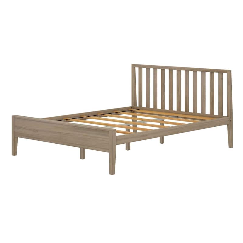 Plank and Beam Modern Queen-Size Bed with Slatted Headboard