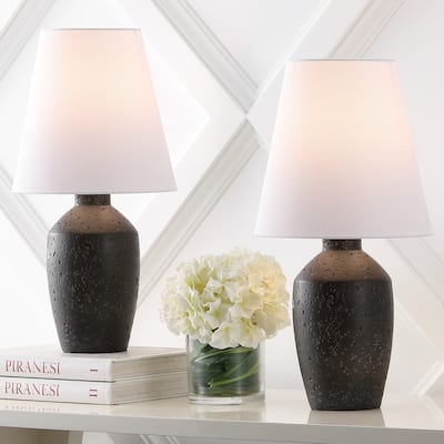 Xander 19.5" Concrete Effect Resin/Iron Ginger Jar LED Table Lamp (Set of 2), by JONATHAN Y