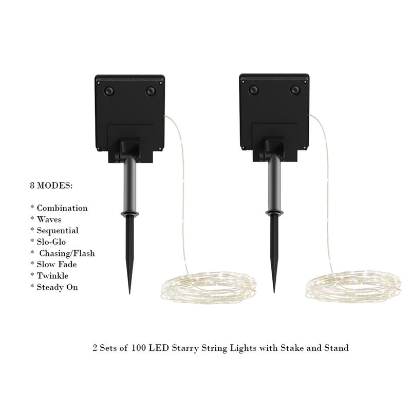 Pure Garden Starry Solar String Lights Warm White Fairy LED Lights