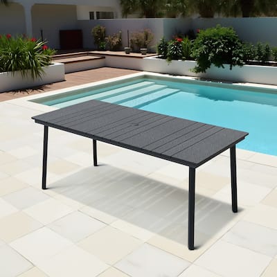 Pellebant Outdoor Patio Rectangle Dining Table with Umbrella Hole