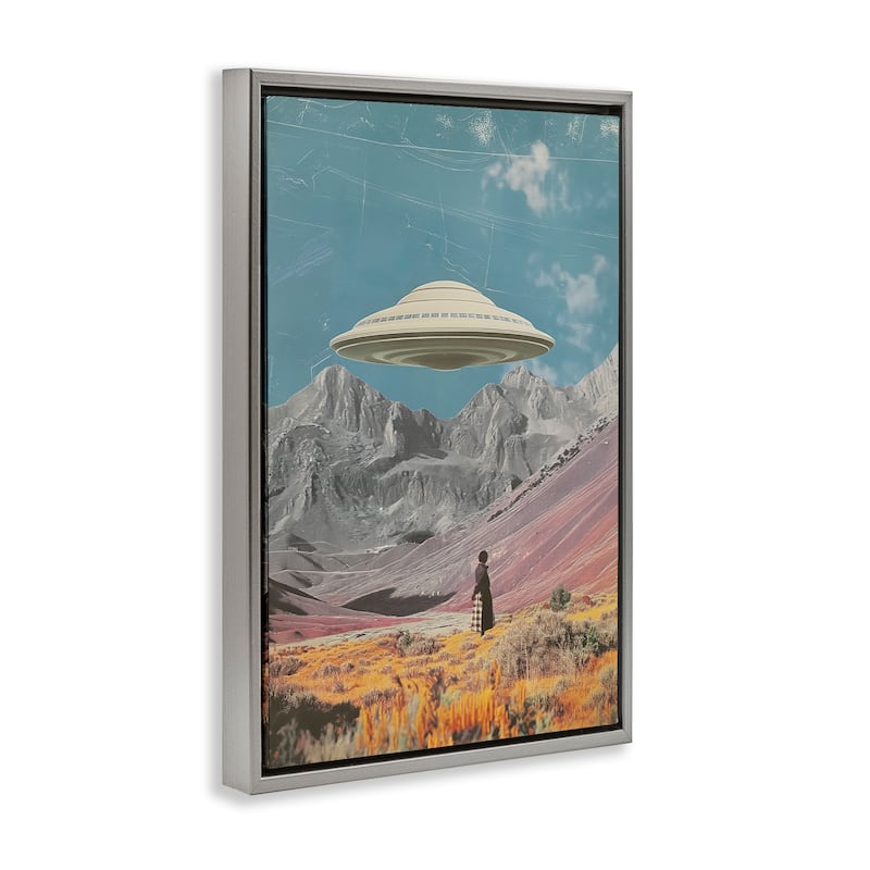 Stupell UFO over Mountain Valley Framed Floater Canvas Wall Art Design By Wumples