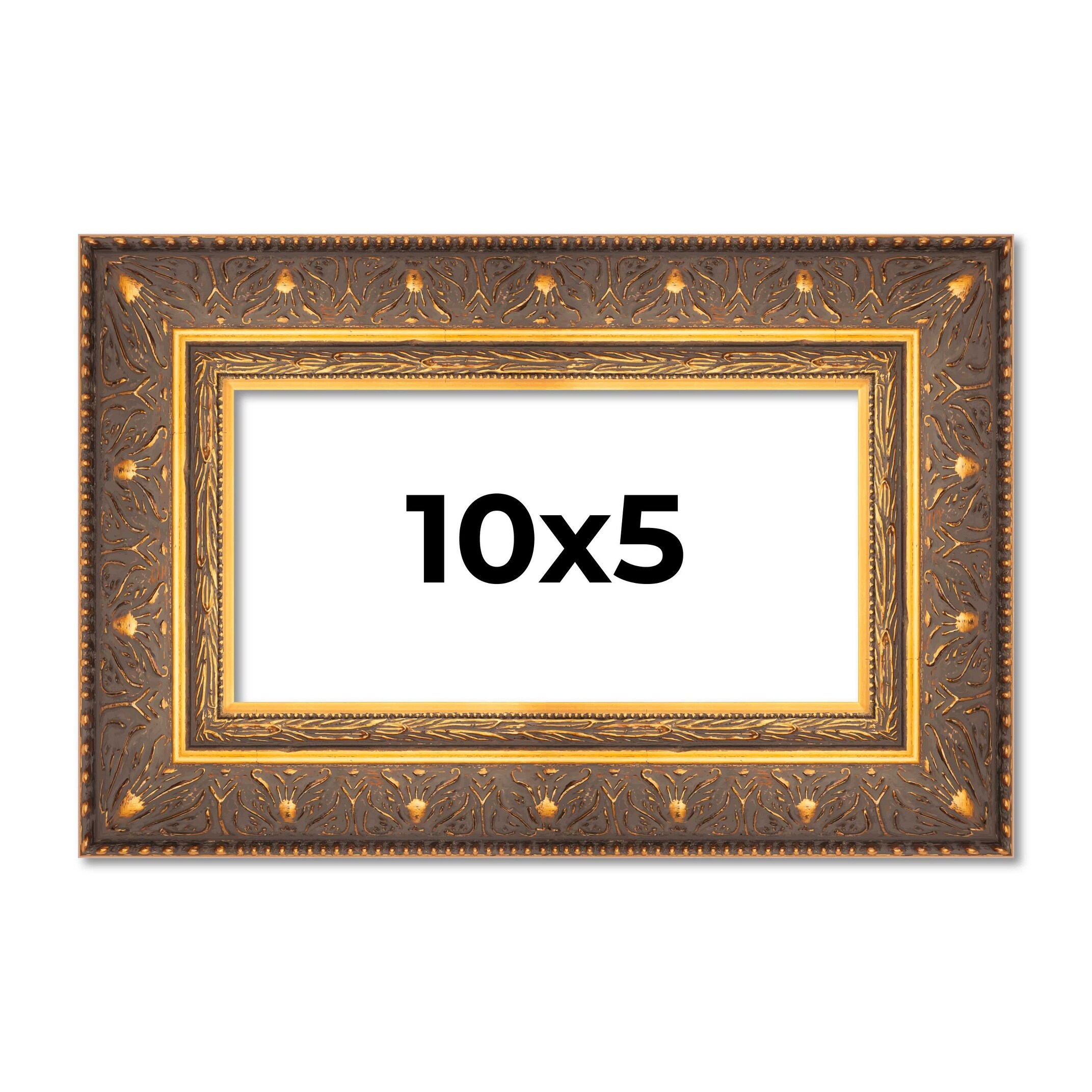 10x5 Frame Gold Real Wood Picture Frame inches Interior Frame Depth 1 inches Museo Bronze Ornate Photo Frame with UV Acrylic