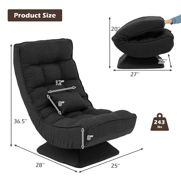 dimension image slide 0 of 4, Costway 360° Swivel Floor Chair 5-Level Adjustable Lazy Chair w/ - See Details