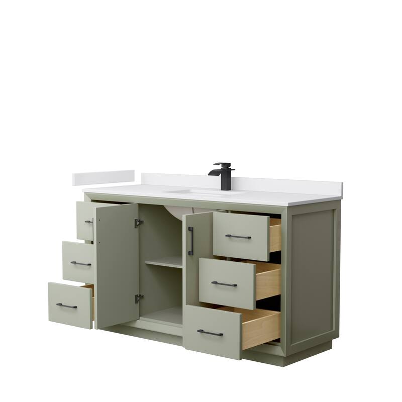 Strada 60-Inch Single Vanity Set, Cultured Marble Top