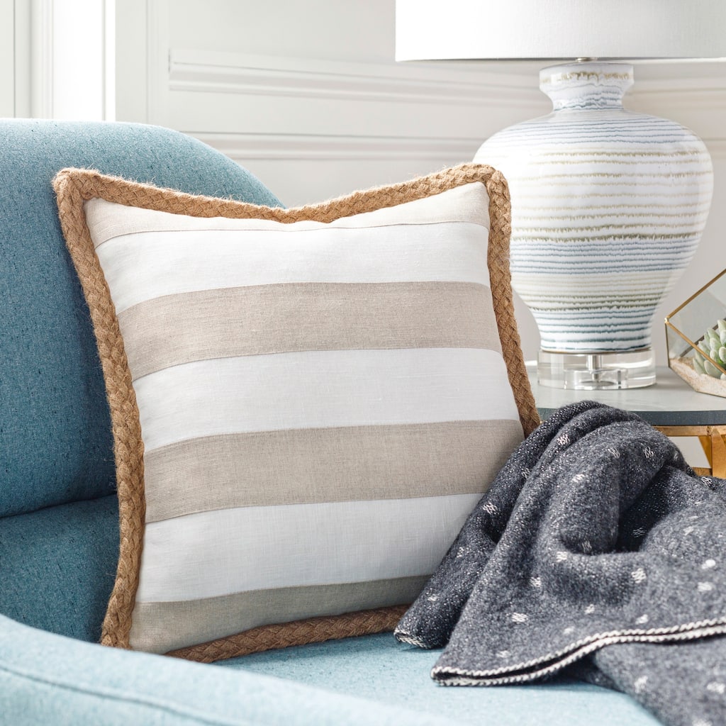 Chanelle Nautical Stripe and Faux Rope Throw Pillow