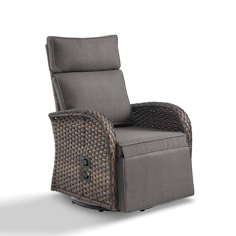 Pocassy Lounge Chair Swivel Reclining Chair with Adjustable Backrest