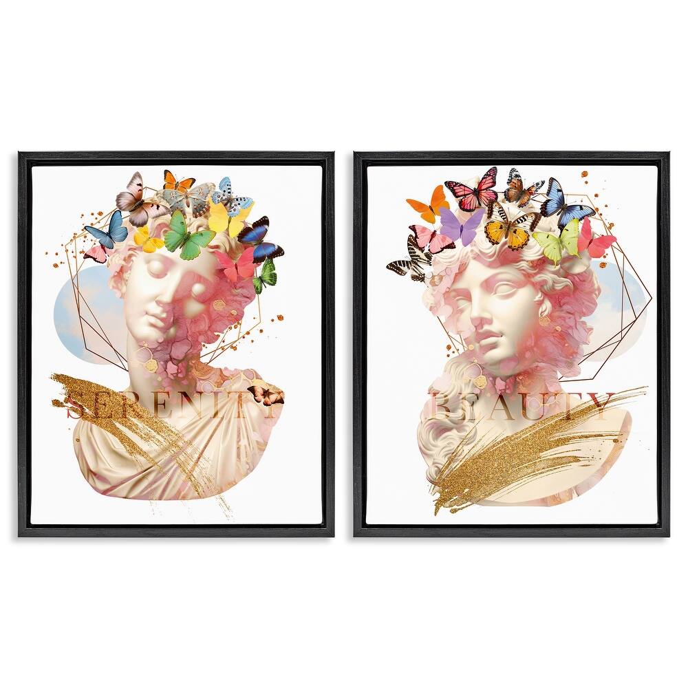 Stupell Serenity & Beauty Glam Collages Framed Floater Canvas Wall Art Design By Susan Arnot (Set of 2)