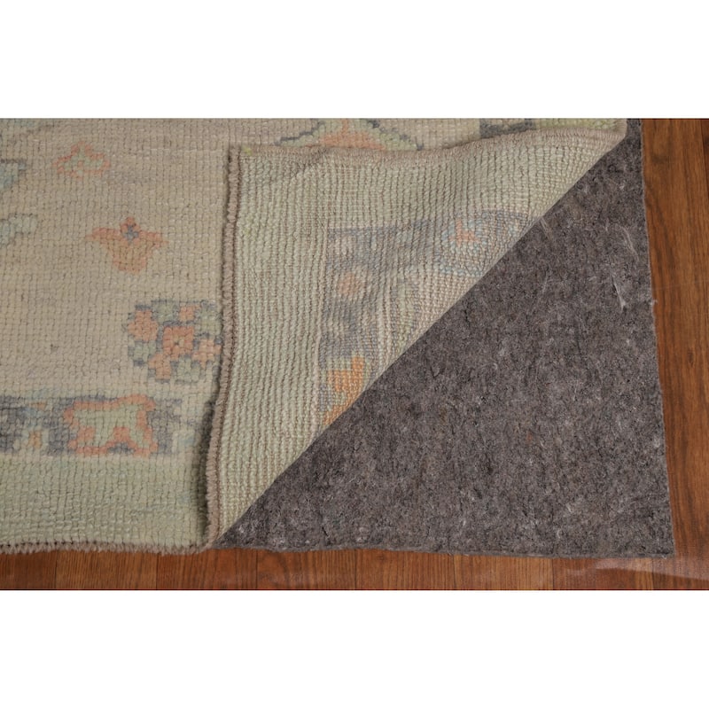 Hand Knotted Oriental 100% Wool Carpet Transitional All-Over Green Oushak Area Rug - 13' 9'' X 10' 4''