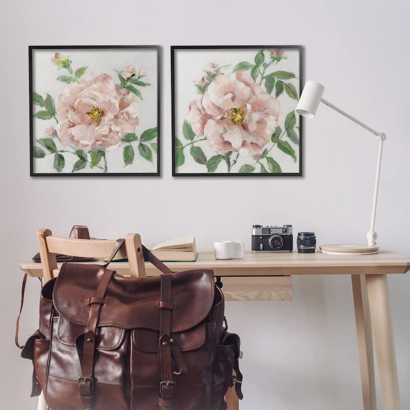 Stupell Soft & Subtle Peonies Framed Giclee Art Design By Sally Swatland (Set of 2)
