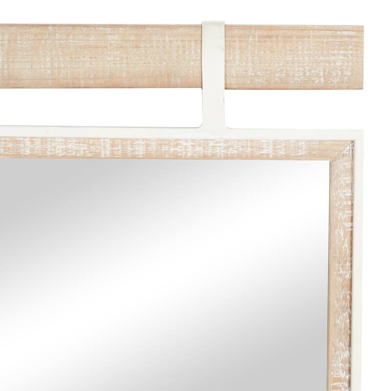 Brown Wood Rustic Wall Mirror 35 x 32 x 1 - 32 x 1 x 35