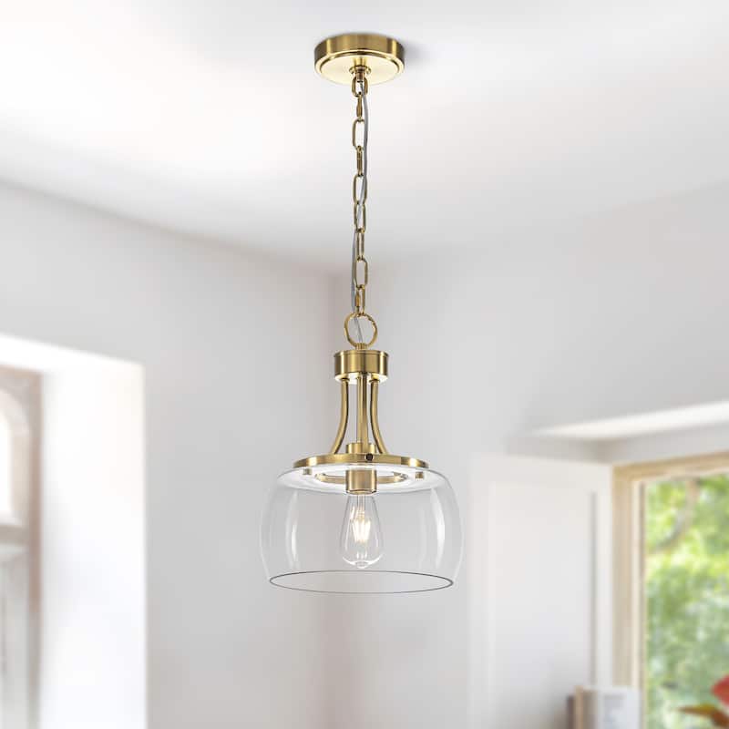 Starsky 1/3-Light Modern Clear Glass Dome Pendant Light - Gold - 1-Light