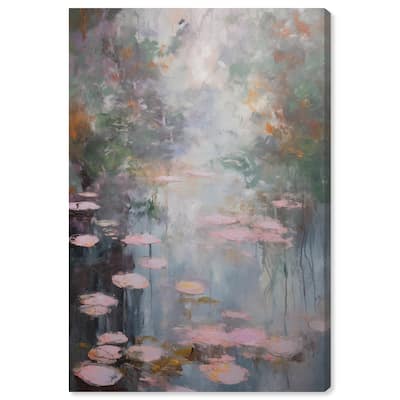 Art Remedy Pink Impressionisty Lilypads Gallery Wrapped Impressionism 1 Piece Canvas Wall Art