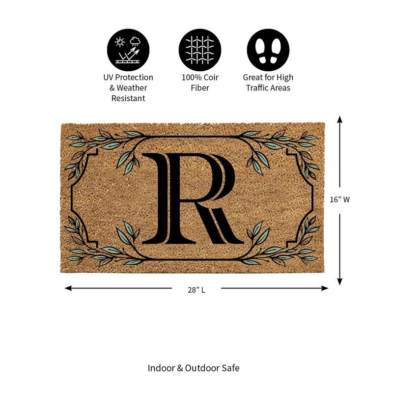 28 in. x 16 in. Monogram Coir Mat, Letter "R"