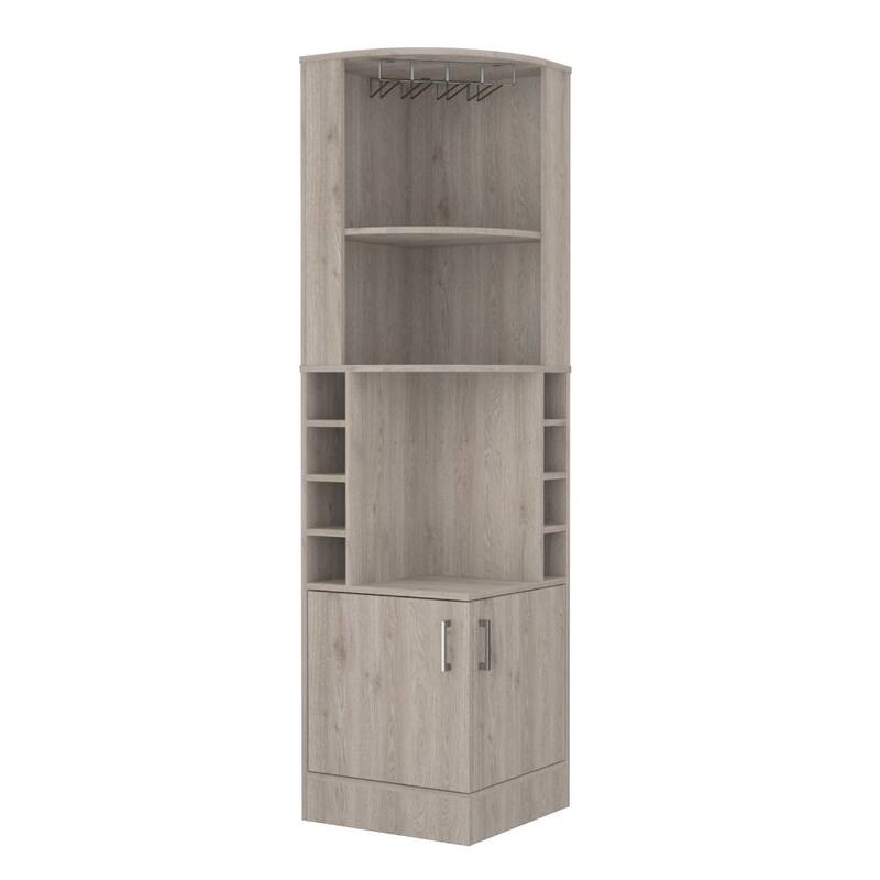TUHOME Syrah Corner Bar Cabinet with 2-Doors and 8 Cubbies - N/A