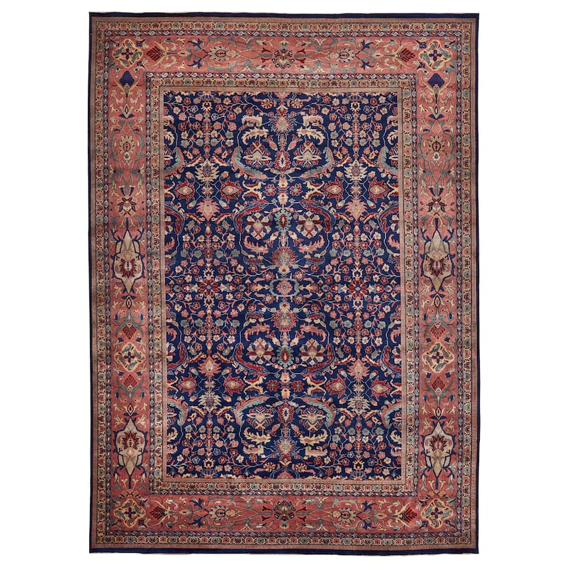 EXQUISITE RUGS ONE-OF-A-KIND Antique Weave Mohajeran Hand Knotted Blue Rug - 10'x14'