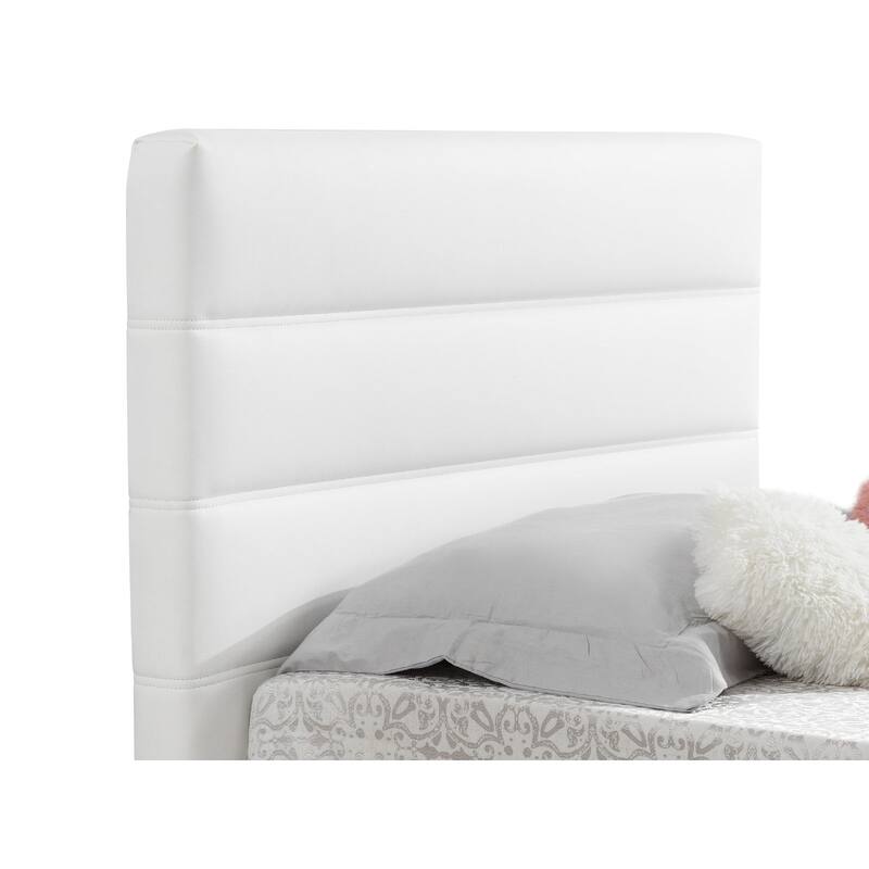 Luigi Full Storage Bed in White PU Leather