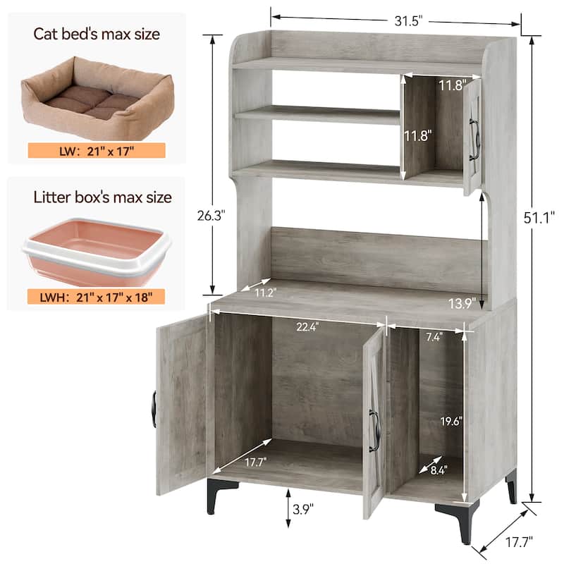 Cat Litter Box Furniture with Shelf Storage