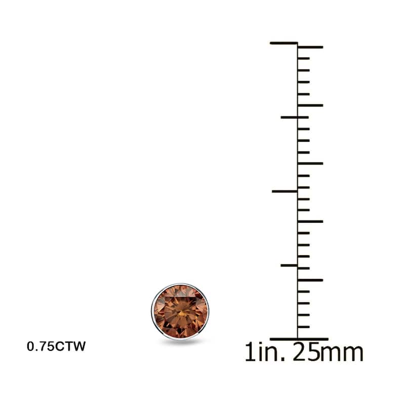 Auriya 14k Gold 1/2ct to 2ctw Brown Diamond Stud Earrings Bezel-set (SI1-SI2) - 0.75ctw