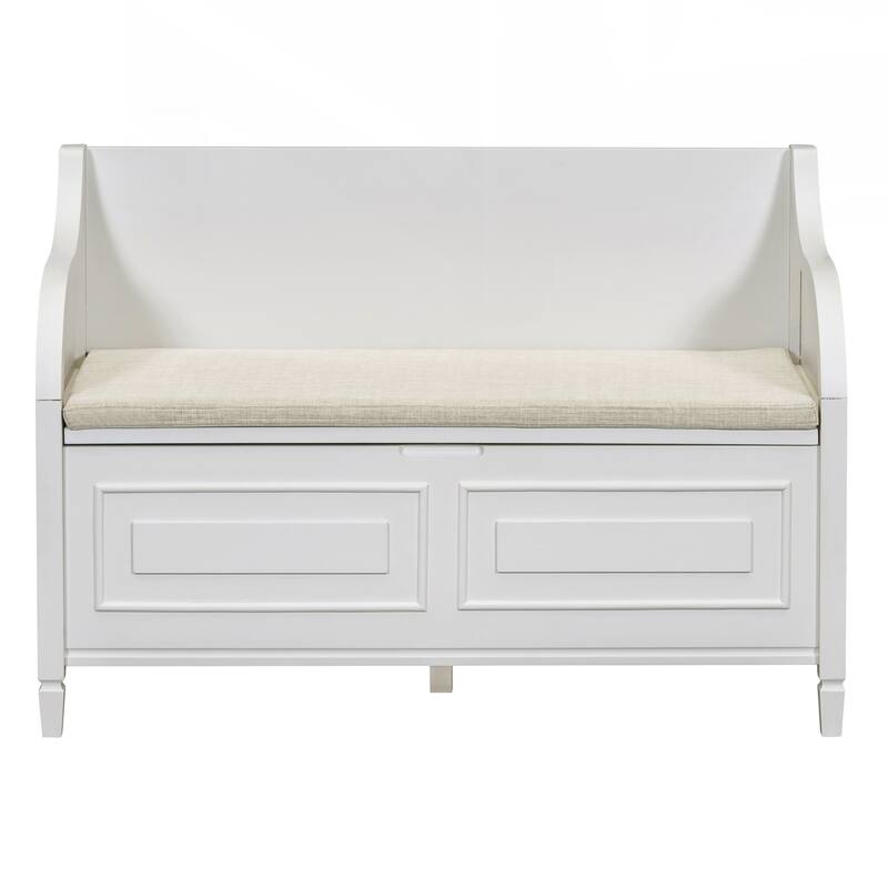 Rustic Style Solid wood Entryway Multifunctional Storage Bench with Safety Hinge