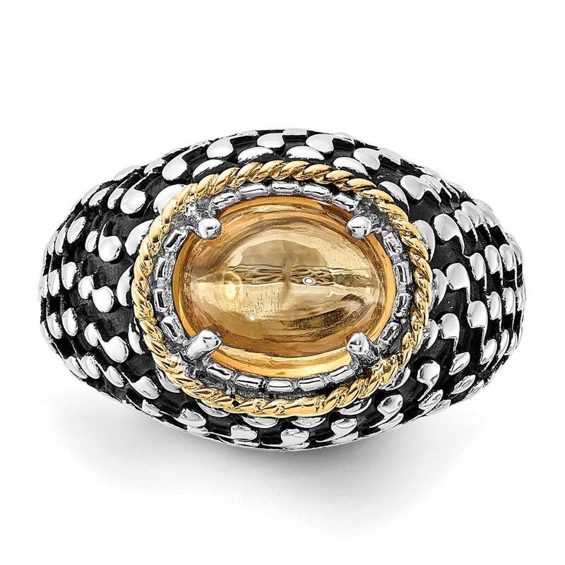 Curata 925 Sterling Silver With 14k Citrine Ring