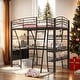 preview thumbnail 2 of 12, Stylish Twin Size Loft Bed with 4 Layers of Shelves, L-shaped Desk, a set of Sockets, USB Ports and and Wireless Charging, Black